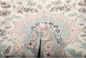 Tappeto Nain 9la Medaglione Floreale Avorio Blu Notte Corsia 80x286 Cm
