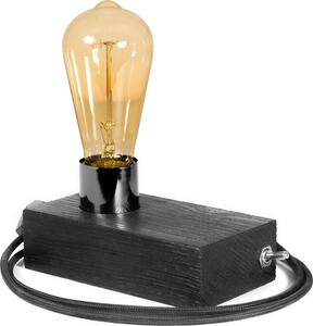 LED Wood | Lampada da tavolo Edison, lampada da comodino, 16x9 cm, rovere nero, stile retrò, E27, 40 W, lampadina