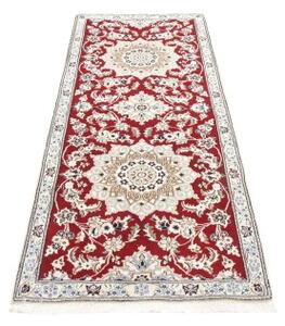 Tappeto Nain 9la Medaglione Floreale Rosso Avorio Corsia 80x200 Cm