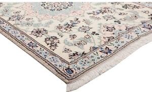 Tappeto Nain 9la Medaglione Floreale Avorio Blu Notte Corsia 80x286 Cm