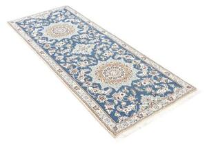 Tappeto Nain 9la Medaglione Floreale Blu Avorio Corsia 78x203 Cm