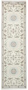 Tappeto Nain 9la Medaglione Floreale Avorio Blu Notte Corsia 80x286 Cm