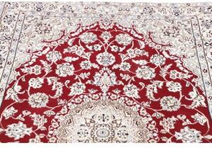 Tappeto Nain 9la Medaglione Floreale Rosso Scuro Avorio 113x175 Cm