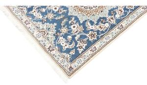 Tappeto Nain 9la Medaglione Floreale Blu Avorio Corsia 78x203 Cm