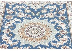 Tappeto Nain 9la Medaglione Floreale Blu Avorio Corsia 78x203 Cm