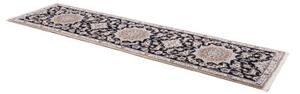 Tappeto Nain 9la Medaglione Blu Scuro Beige Corsia 82x295 Cm