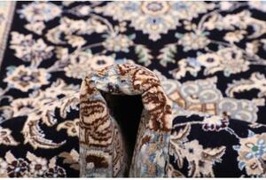 Tappeto Nain 9la Medaglione Blu Scuro Beige Corsia 82x295 Cm