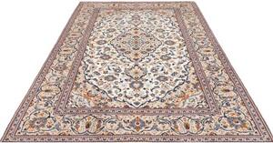 Tappeto Kashan Medaglione Floreale Avorio Blu 193x300 Cm