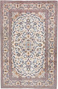 Tappeto Kashan Medaglione Floreale Avorio Blu 193x300 Cm