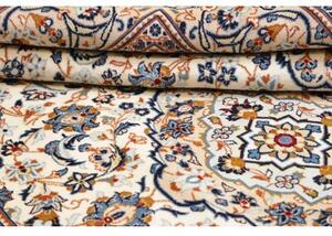 Tappeto Kashan Medaglione Floreale Avorio Blu 193x300 Cm