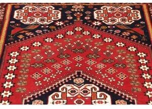 Tappeto Shiraz Fine Stilizzato Rosso Blu Scuro 118x202 Cm