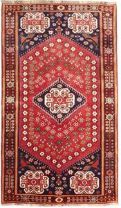 Tappeto Shiraz Fine Stilizzato Rosso Blu Scuro 118x202 Cm