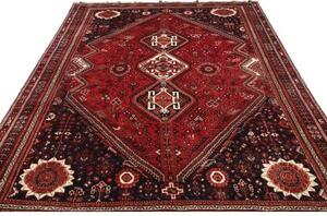 Tappeto Shiraz Fine Geometrico Rosso Blu Scuro 220x323 Cm