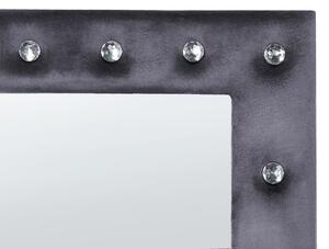 Specchio da terra in velluto grigio 50 x 150 cm cornice decorativa strass con supporto glamour da terra sospeso per armadio camera da letto soggiorno Beliani