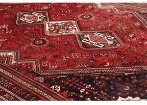 Tappeto Shiraz Fine Geometrico Rosso Blu Scuro 220x323 Cm