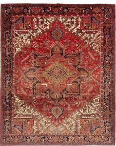 Tappeto Gorawan Stilizzato Rosso Blu Scuro 277x340 Cm