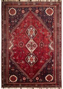Tappeto Shiraz Fine Geometrico Rosso Blu Scuro 220x323 Cm