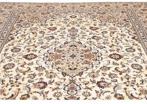 Tappeto Kashan Medaglione Floreale Avorio Blu 247x342 Cm