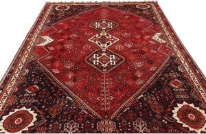 Tappeto Shiraz Fine Stilizzato Rosso Mattone Blu Scuro 227x328 Cm