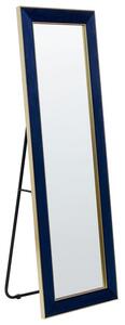 Specchio da terra in velluto blu 50 x 150 cm cornice decorativa con supporto glamour da terra sospeso per armadio camera da letto soggiorno Beliani