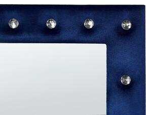 Specchio da terra in velluto blu 50 x 150 cm cornice decorativa strass con supporto glamour da terra sospeso per armadio camera da letto soggiorno Beliani