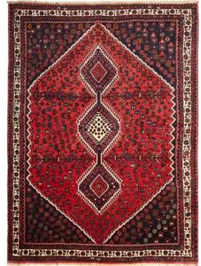 Tappeto Shiraz Fine Stilizzato Rosso Mattone Blu Scuro 208x285 Cm