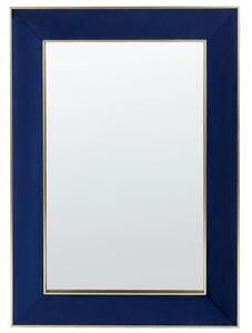 Specchio da parete in velluto blu 50 x 70 cm cornice decorativa con ganci glamour appeso da terra per soggiorno camera da letto spogliatoio Beliani