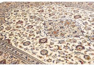 Tappeto Kashan Medaglione Floreale Avorio Blu 247x342 Cm