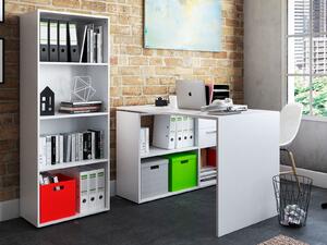 Set da ufficio combinato con scaffale - Linea per ufficio - Set completo per studio - Mobili da ufficio "Trio 4" - Bianco