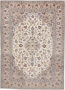 Tappeto Kashan Medaglione Floreale Avorio Blu 247x342 Cm