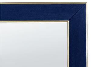 Specchio da terra in velluto blu 50 x 150 cm cornice decorativa con supporto glamour da terra sospeso per armadio camera da letto soggiorno Beliani