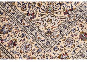 Tappeto Kashan Medaglione Floreale Avorio Blu 247x342 Cm