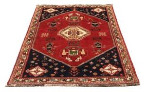 Tappeto Shiraz Fine Stilizzato Rosso Blu Scuro 122x174 Cm