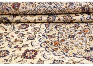 Tappeto Kashan Medaglione Floreale Avorio Blu 247x342 Cm