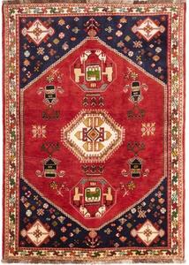 Tappeto Shiraz Fine Stilizzato Rosso Blu Scuro 122x174 Cm