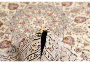Tappeto Kashan Medaglione Floreale Avorio Rosso Bordeaux 202x303 Cm