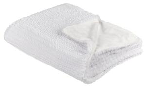 Coperta bianca in poliestere 150 x 200 cm copriletto decorativo in morbida pelliccia plaid Beliani