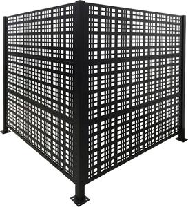 Copertura per bidoni della spazzatura Relaxdays, Square, 2 pannelli da 120 x 120 cm (A x L) ciascuno, schermo modulare, recinzione per bidoni della spazzatura, nero