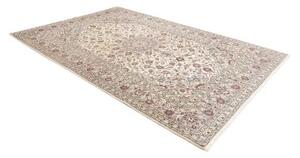 Tappeto Kashan Medaglione Floreale Avorio Rosso Bordeaux 202x303 Cm