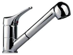 Miscelatore da cucina con doccetta estraibile, in ottone, girevole a 360°, resistente alla pressione e al calore, finitura argento