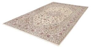 Tappeto Kashan Medaglione Floreale Avorio Rosso Bordeaux 202x303 Cm