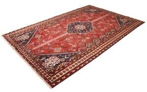 Tappeto Shiraz Fine Stilizzato Rosso Mattone Blu Scuro 208x315 Cm