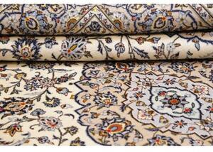 Tappeto Kashan Medaglione Floreale Avorio Blu 235x343 Cm