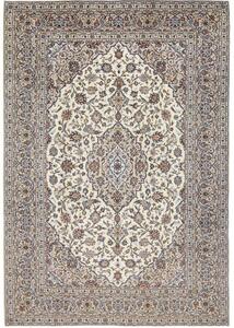 Tappeto Kashan Medaglione Floreale Avorio Blu 235x343 Cm