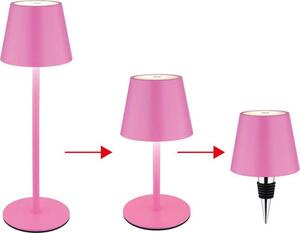 Lampada da tavolo a LED, rosa, batteria ricaricabile, touch dimmer, attacco per bottiglia