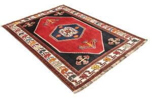 Tappeto Shiraz Fine Stilizzato Rosso Blu Scuro 150x206 Cm