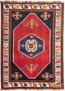 Tappeto Shiraz Fine Stilizzato Rosso Blu Scuro 150x206 Cm