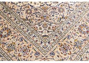 Tappeto Kashan Medaglione Floreale Avorio Blu 240x355 Cm