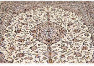 Tappeto Kashan Medaglione Floreale Avorio Blu 235x343 Cm