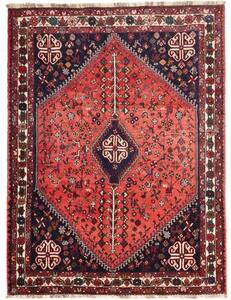 Tappeto Shiraz Fine Stilizzato Rosso Blu Scuro 162x218 Cm